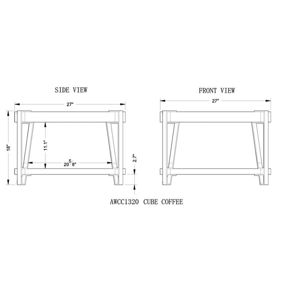Natural Solid Wood Coffee Table with Metal Frame A65270