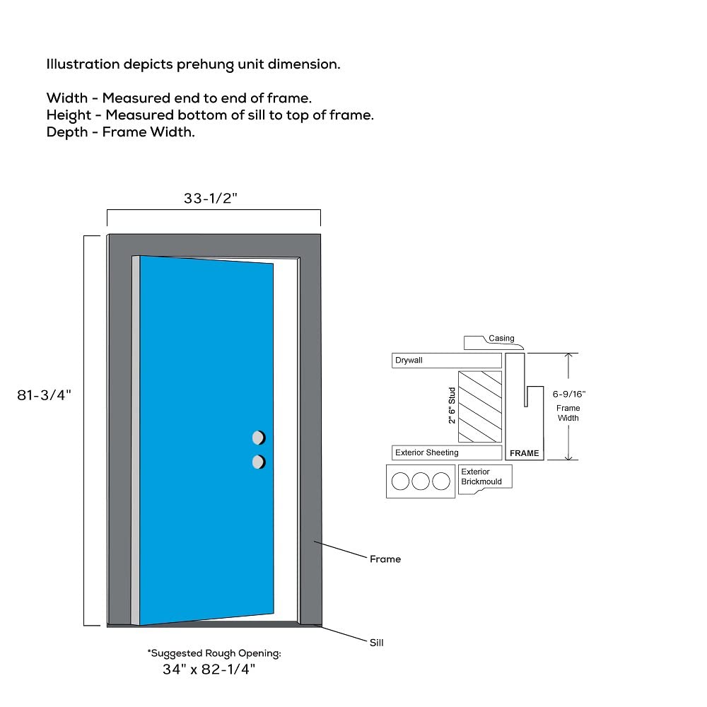 Steel Primed Left-Hand Inswing 2-Panel Single Prehung Front Door 32" x 80" B5700