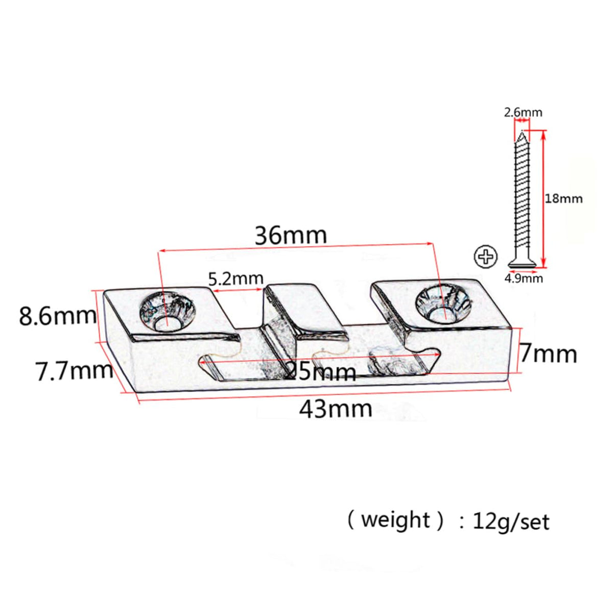 Black Metal Bass Guitar String Retainer D2007