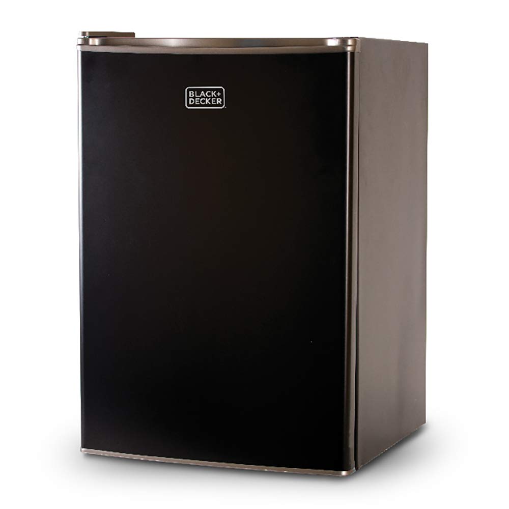 Compact Single Door Mini Fridge with Freezer, 2.5 Cubic Feet, Black & Single Serve K-Cup Pod Coffee Maker, Black V5938