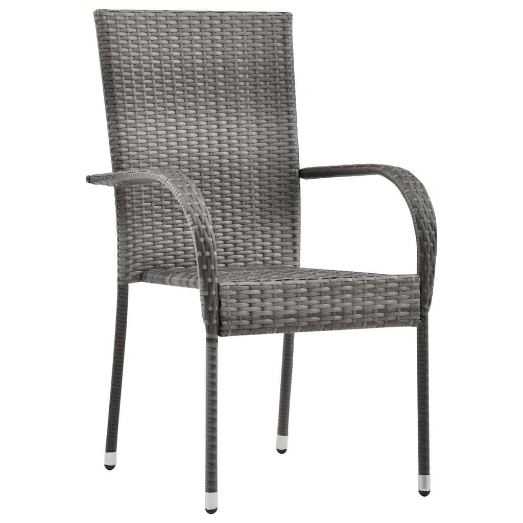 Grey 6 Pcs Poly Rattan Patio Dining Chairs H121587