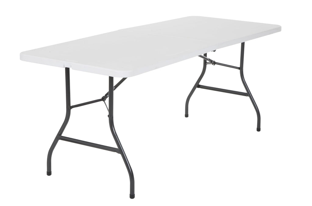 6 Foot Fold-in-Half Folding Table White Speckle HDPE Top H6918