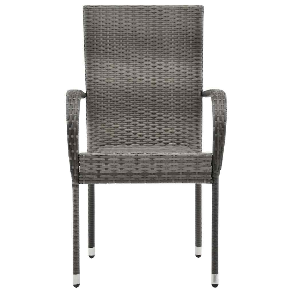 Grey 6 Pcs Poly Rattan Patio Dining Chairs H121587