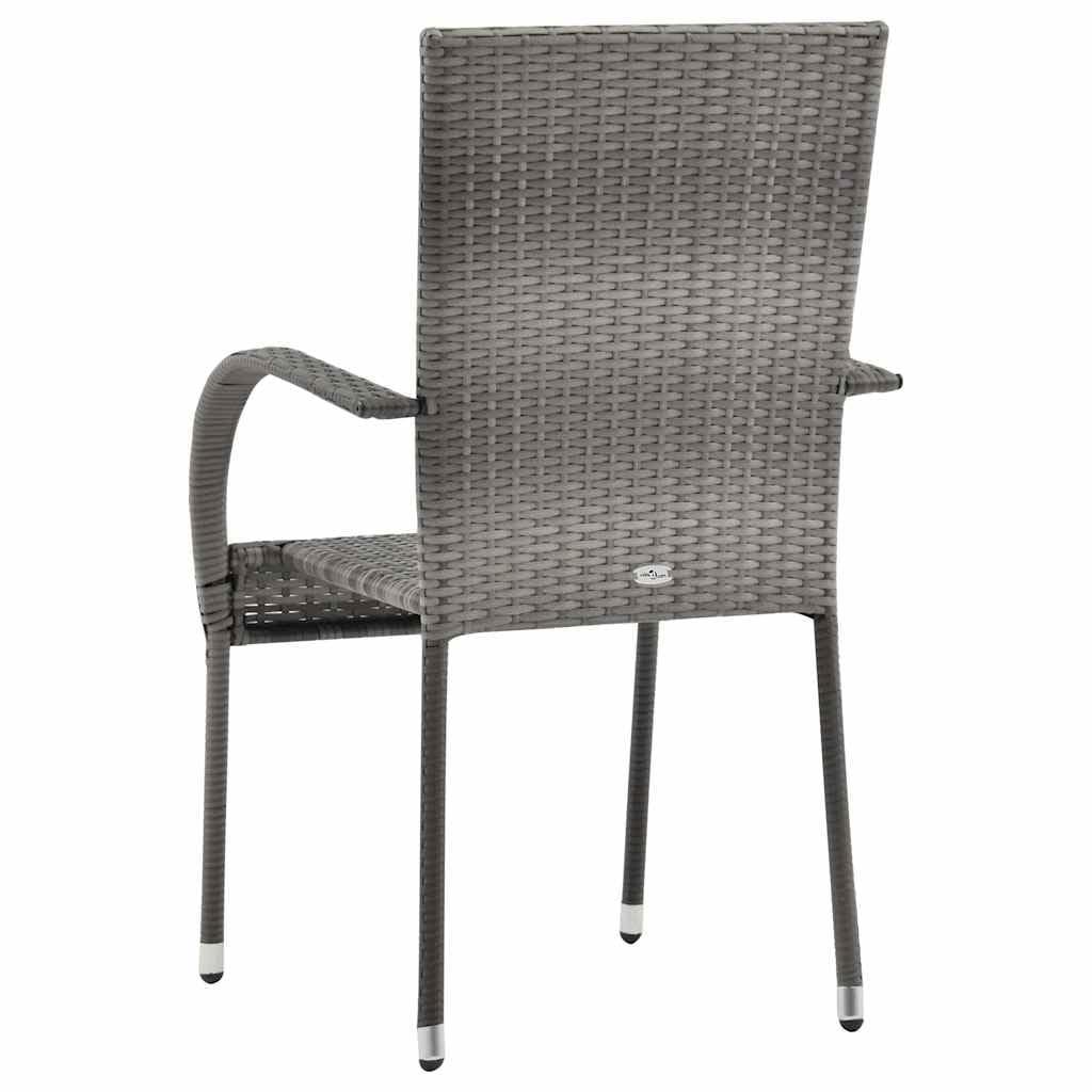 Grey 6 Pcs Poly Rattan Patio Dining Chairs H121587