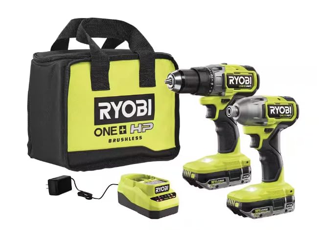18V Brushless Cordless 2-Tool Combo Kit with 2.0 AH Batteries and Charger E13914