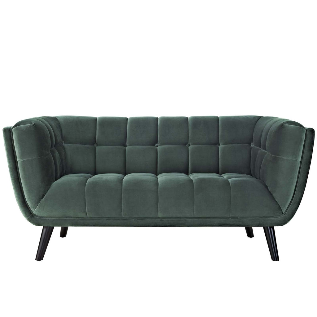 Green Velvet Button-Tufted Loveseat P910465