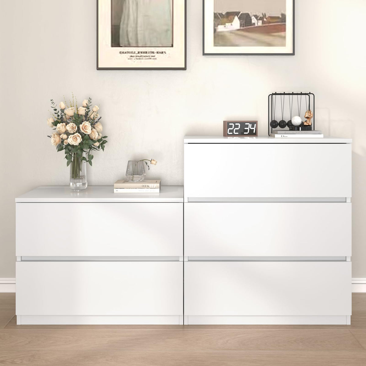 White 3 Drawer Wood Dresser J438918