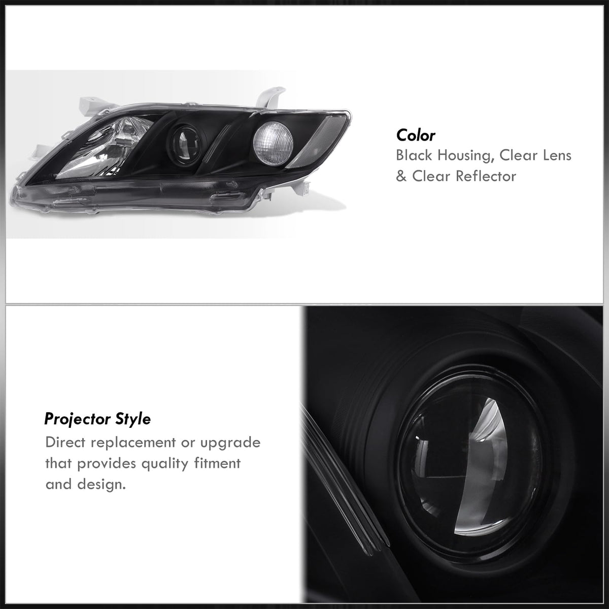Black Clear Lens Projector Headlights Pair Set I34295