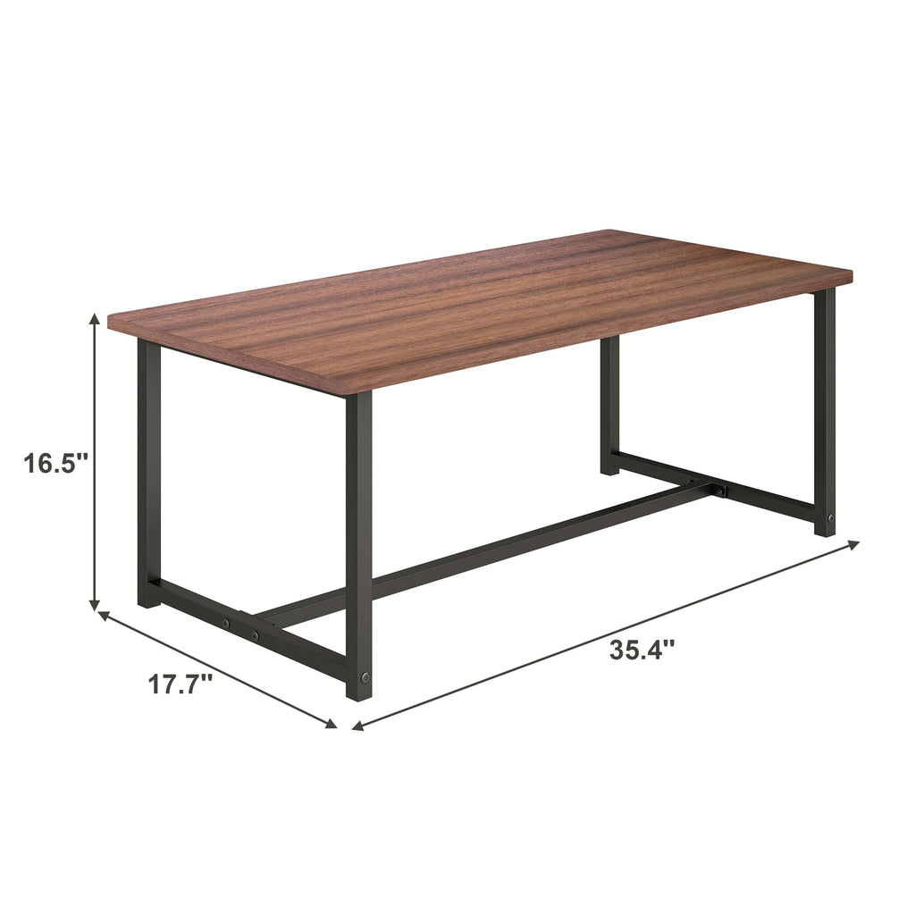 Walnut Rectangular Wood Coffee Table with Metal Frame P41799