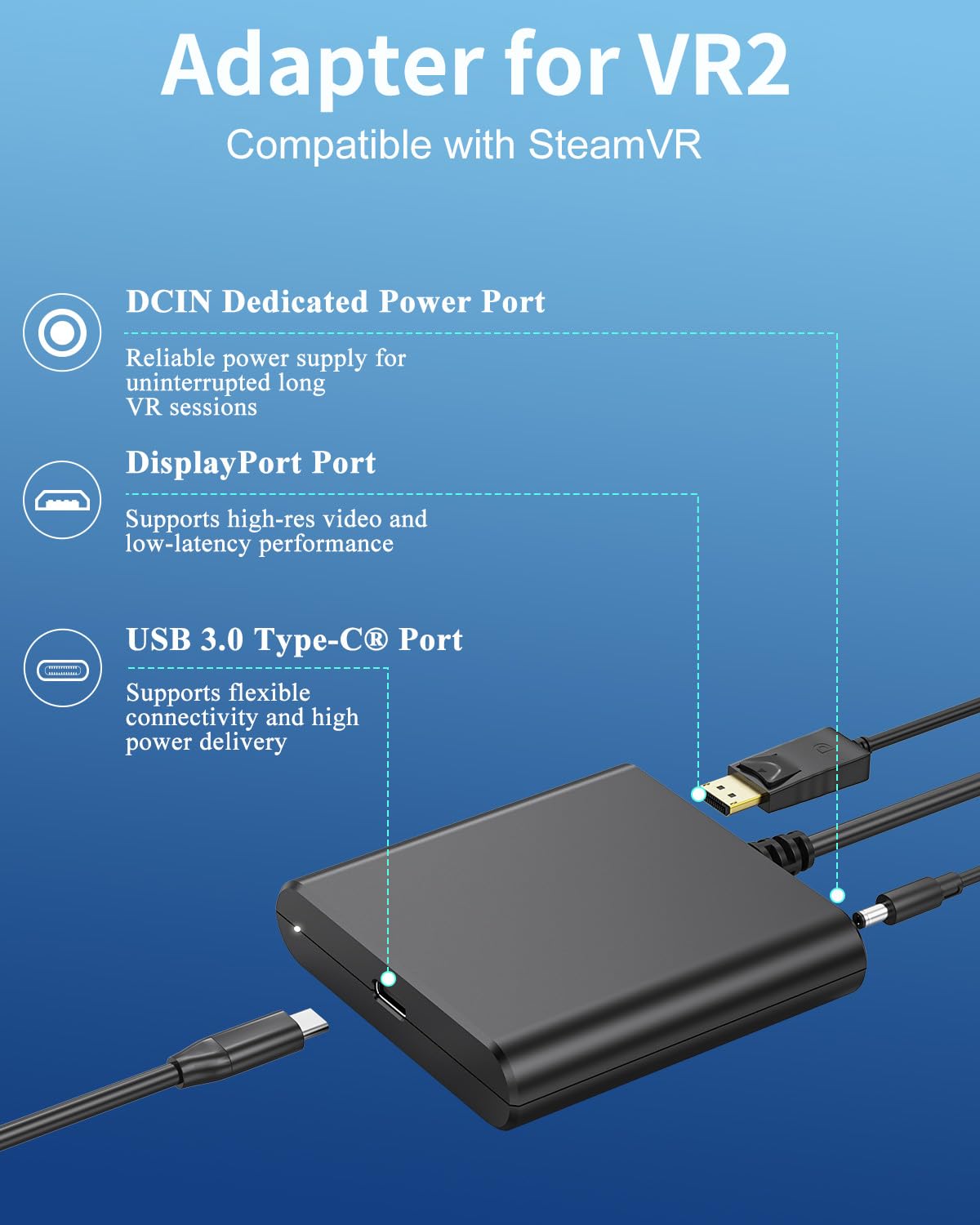 Adapter for VR2 with DP 1.4 Cable & 15W AC Power Supply V3970