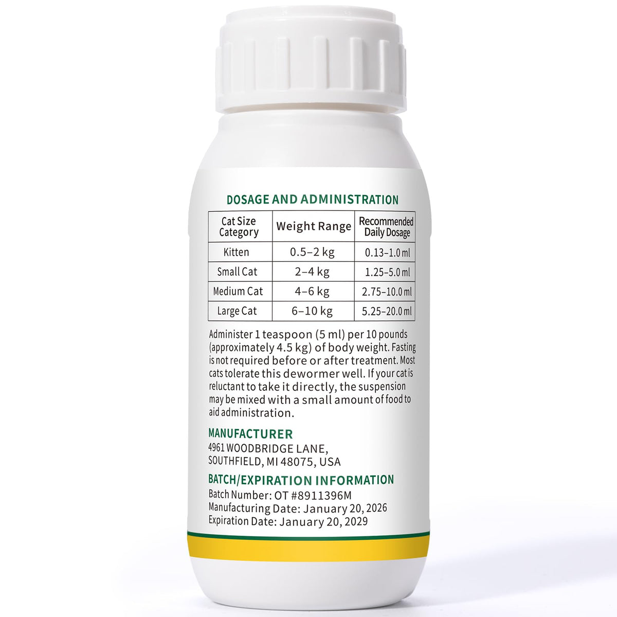Pyrantel Pamoate Oral Suspension for Cats & Kittens, 100 mL Z1011