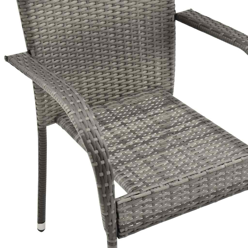 Grey 6 Pcs Poly Rattan Patio Dining Chairs H121587