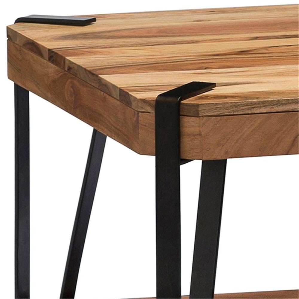 Natural Solid Wood Coffee Table with Metal Frame A65270
