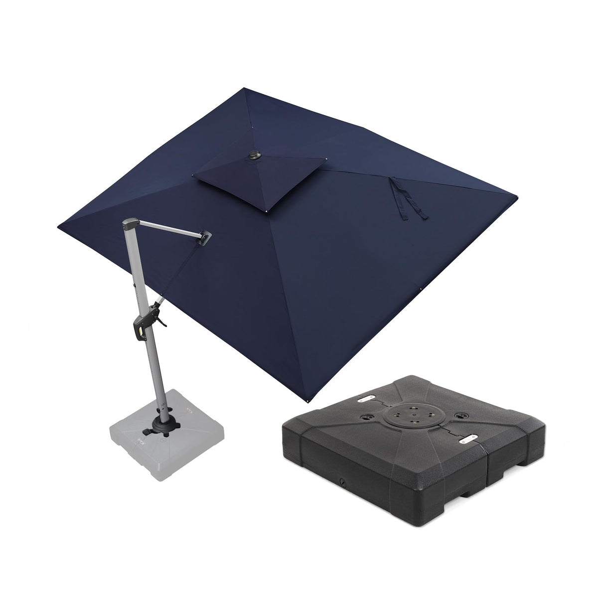Navy Blue 9' X 12' Patio Cantilever Umbrella with Base R46591