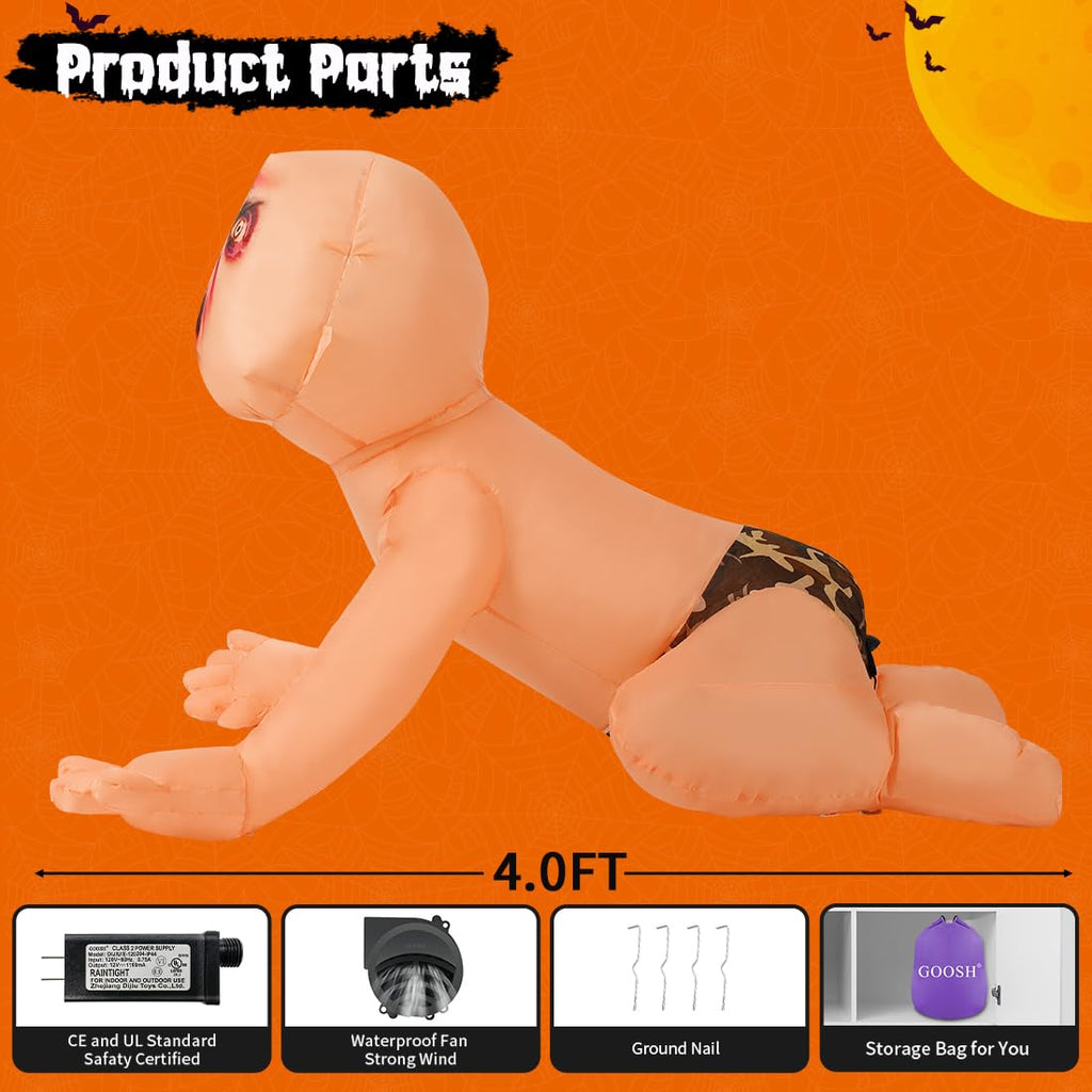 4 FT Inflatable Zombie with Built-in LEDs Z689661