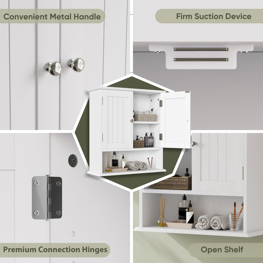 White Wall Mounted Bathroom Cabinet with 2 Door R2730