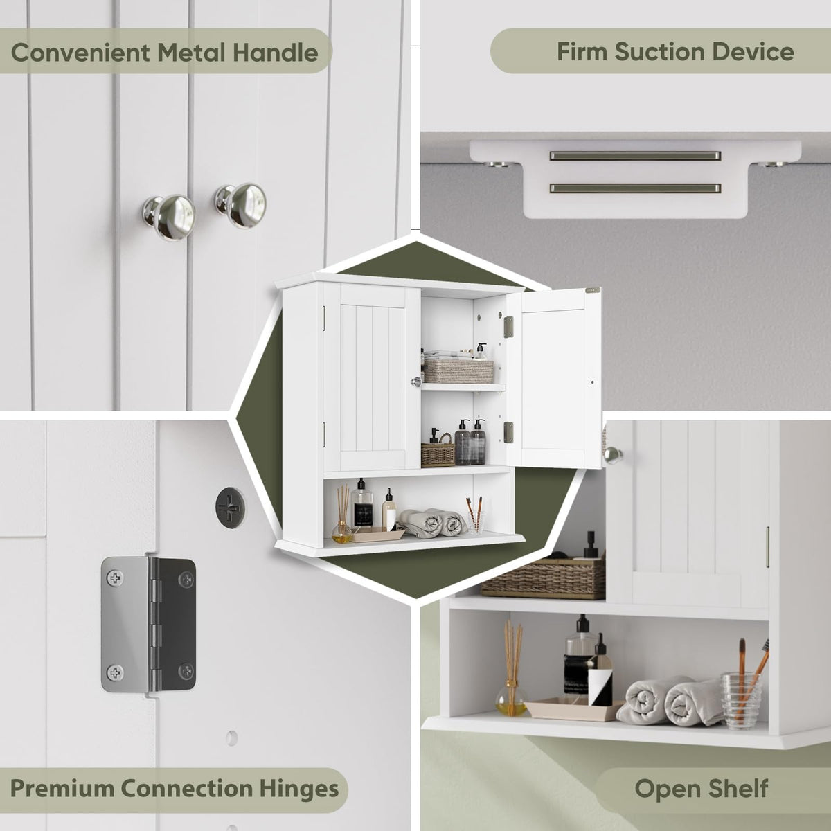 White Wall Mounted Bathroom Cabinet with 2 Door R2730