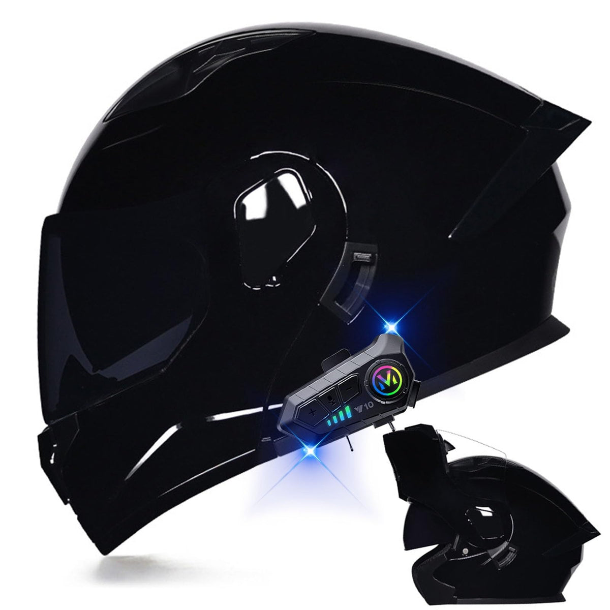 Modular Bluetooth Motorcycle Helmet DOT Approved Dual Visor Flip up Q708374