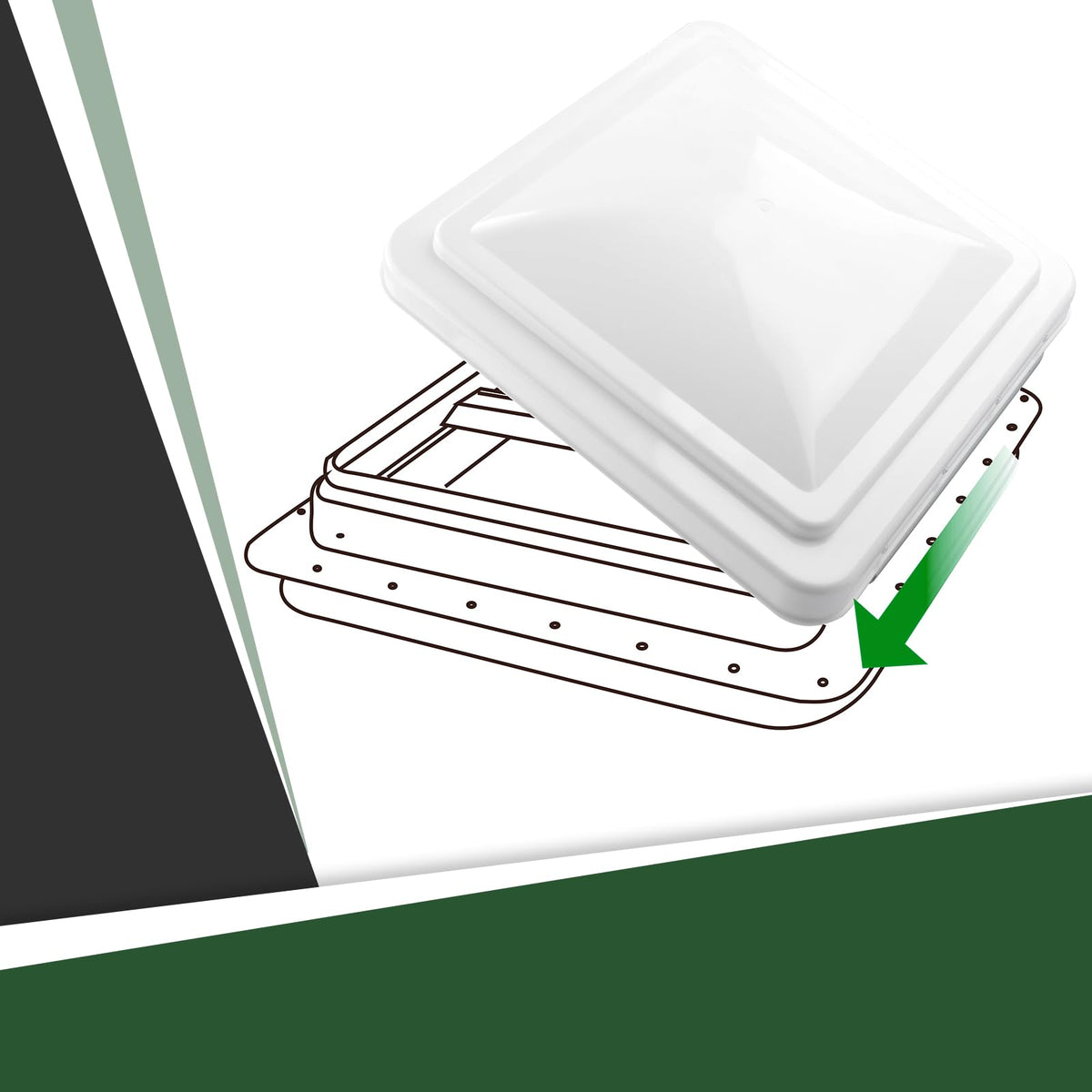 2 Pack 14 Inch White RV Roof Vent Cover R34252
