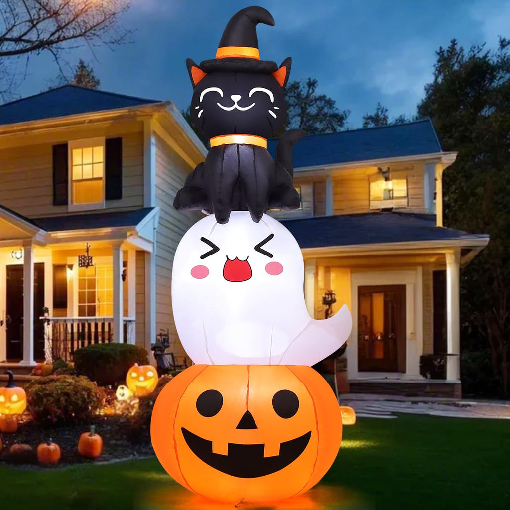 6 FT Halloween Inflatables Pumpkin Ghost Cat Outdoor Decorations M905