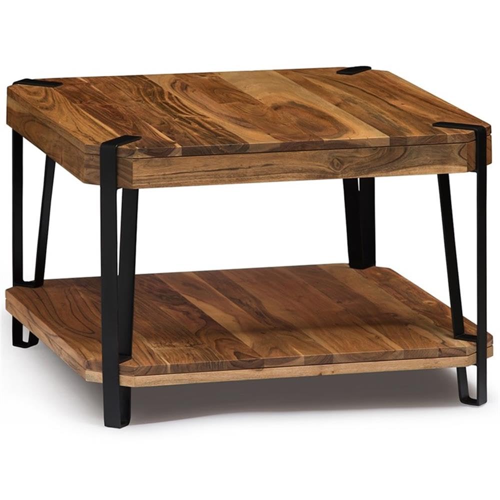Natural Solid Wood Coffee Table with Metal Frame A65270
