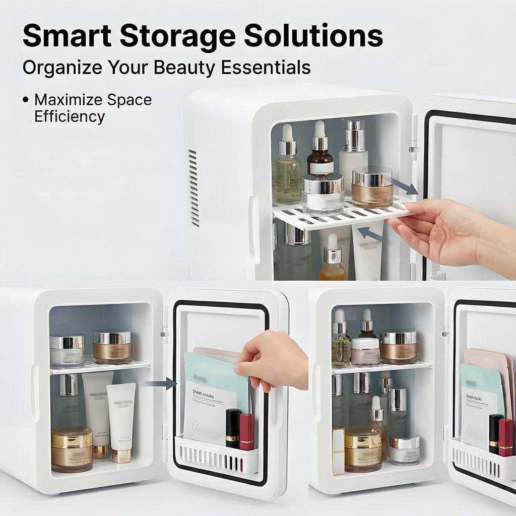 4L Portable Mini Skincare Refrigerator with Dimmable LED Mirror W90674