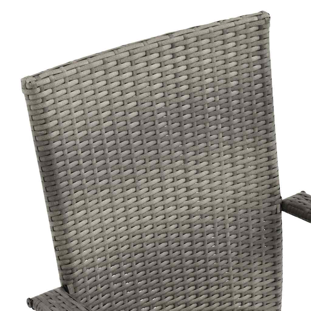 Grey 6 Pcs Poly Rattan Patio Dining Chairs H121587