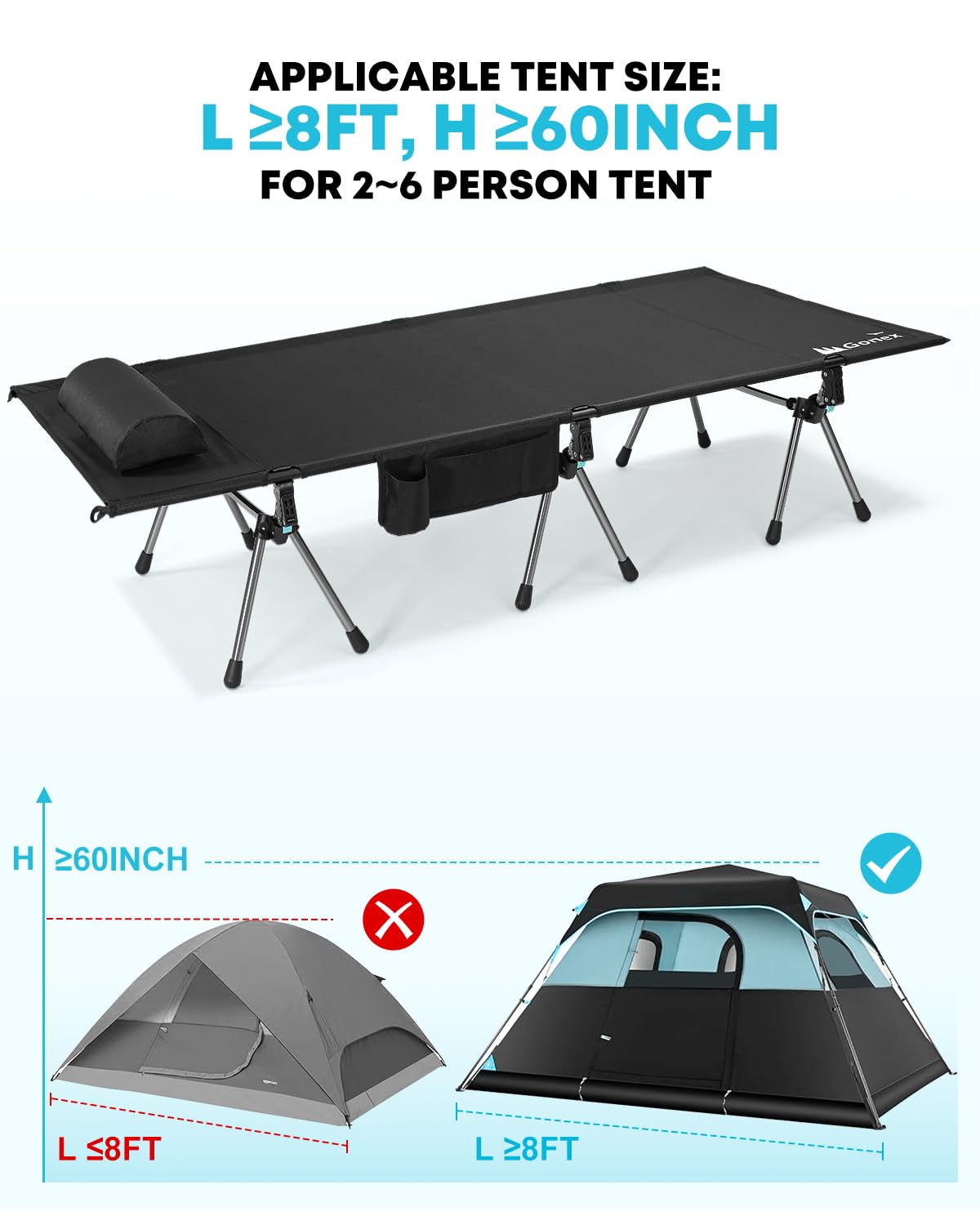 31" Adjustable Height Camping Cot G560611