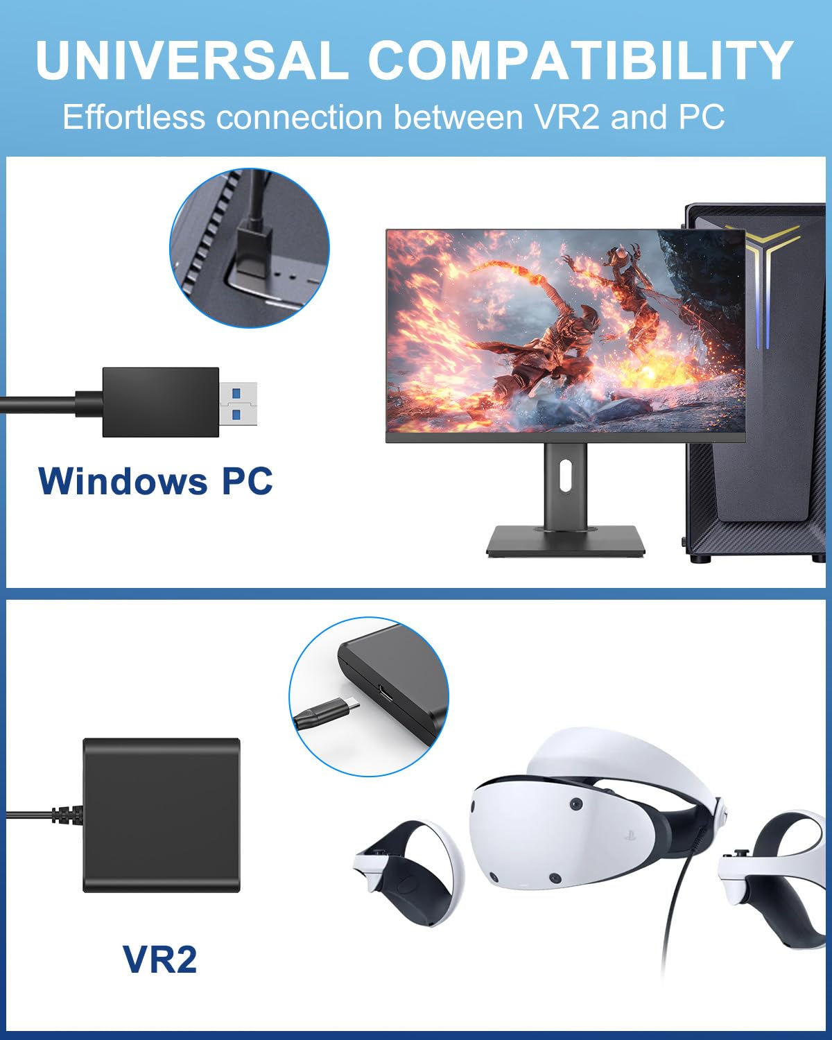 Adapter for VR2 with DP 1.4 Cable & 15W AC Power Supply V3970