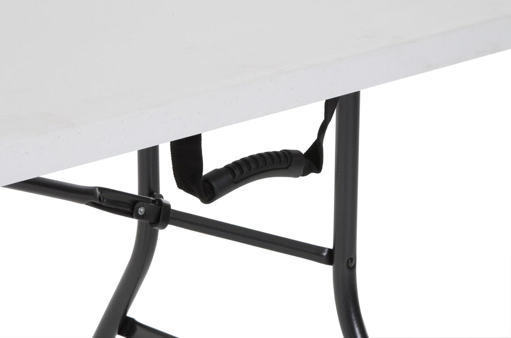 6 Foot Fold-in-Half Folding Table White Speckle HDPE Top H6918