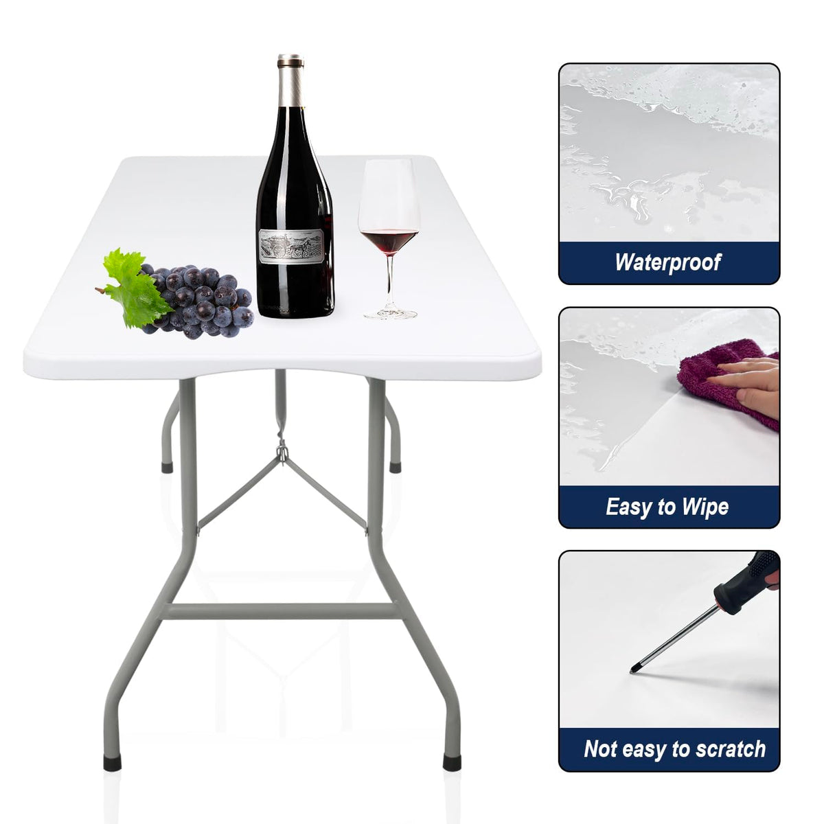 White Folding Table F826104
