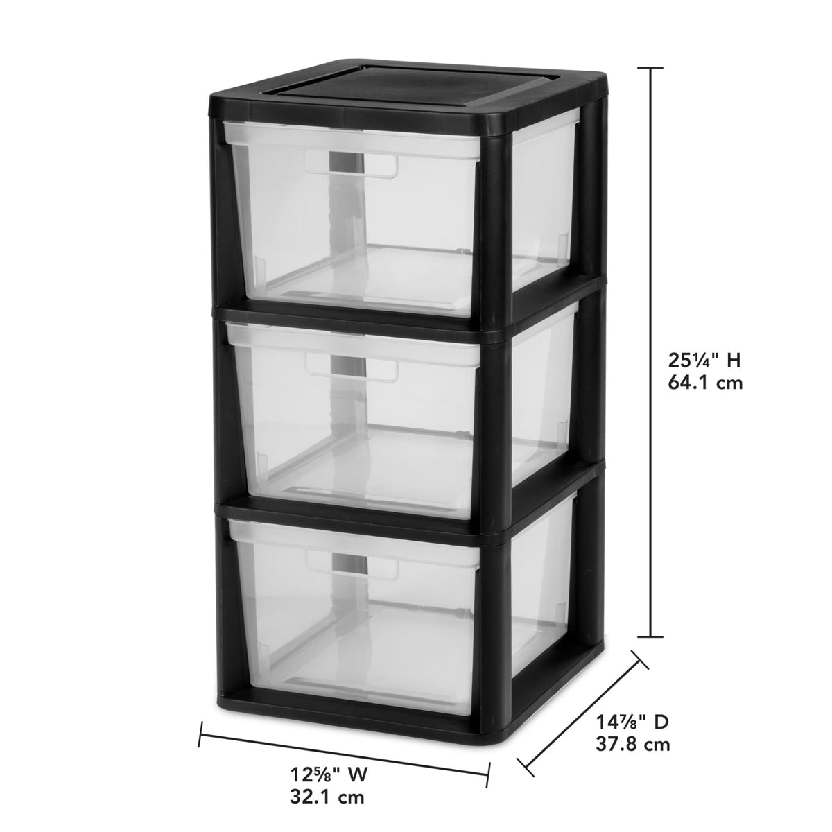 Black 3-Drawer Plastic Storage Tower X91954