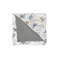 Vintage Planes Helicopters Hot Air Balloon Soft Mink Dotted Backing Double Layer Baby Blanket 30x40 R110845