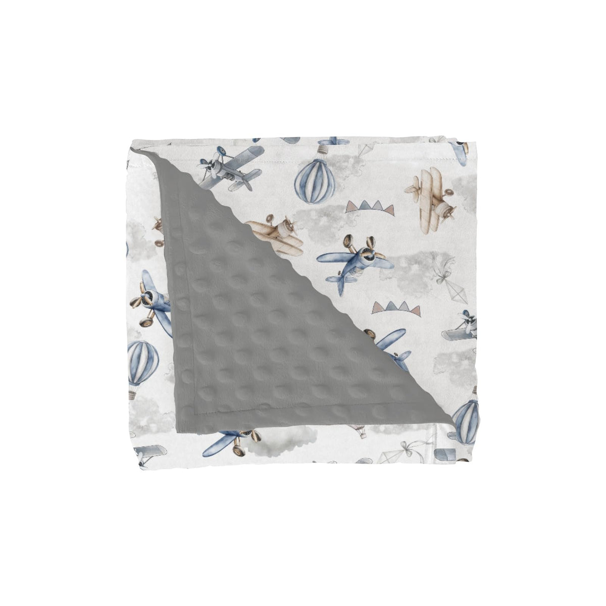 Vintage Planes Helicopters Hot Air Balloon Soft Mink Dotted Backing Double Layer Baby Blanket 30x40 R110845