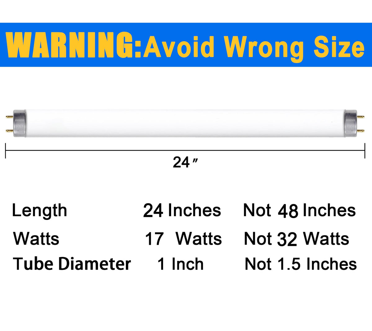 8 Pack 24 inch 17 Watts T8 Fluorescent Tube Light 4100K Cool White N2564