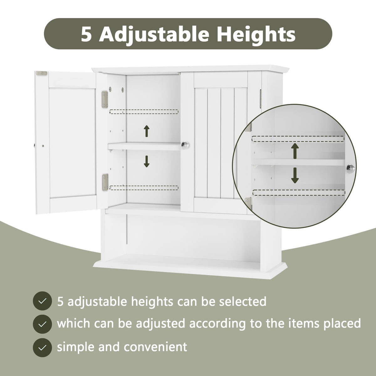 White Wall Mounted Bathroom Cabinet with 2 Door R2730