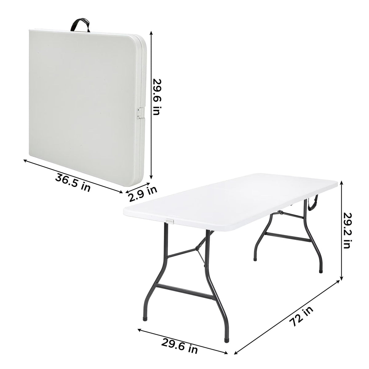 6 Foot Fold-in-Half Folding Table White Speckle HDPE Top H6918