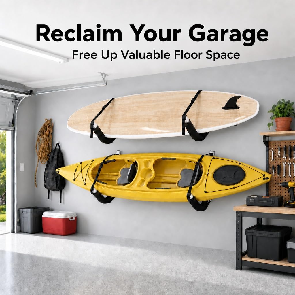Kayak Wall Mount Storage Rack, Heavy Duty Steel, 125LB Capacity V895634