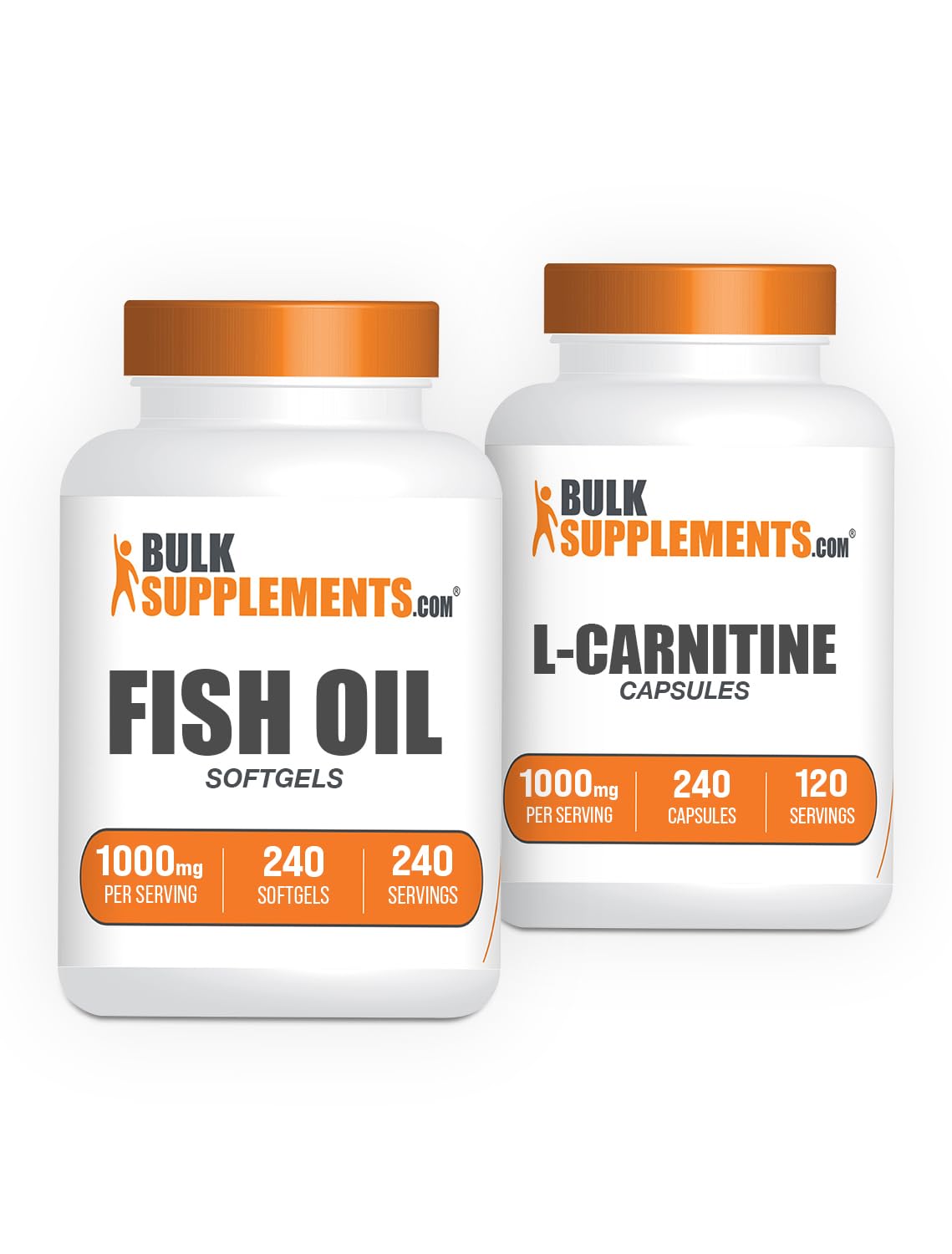 Fish Oil 1000mg Softgels + L-Carnitine Capsules Bundle V364