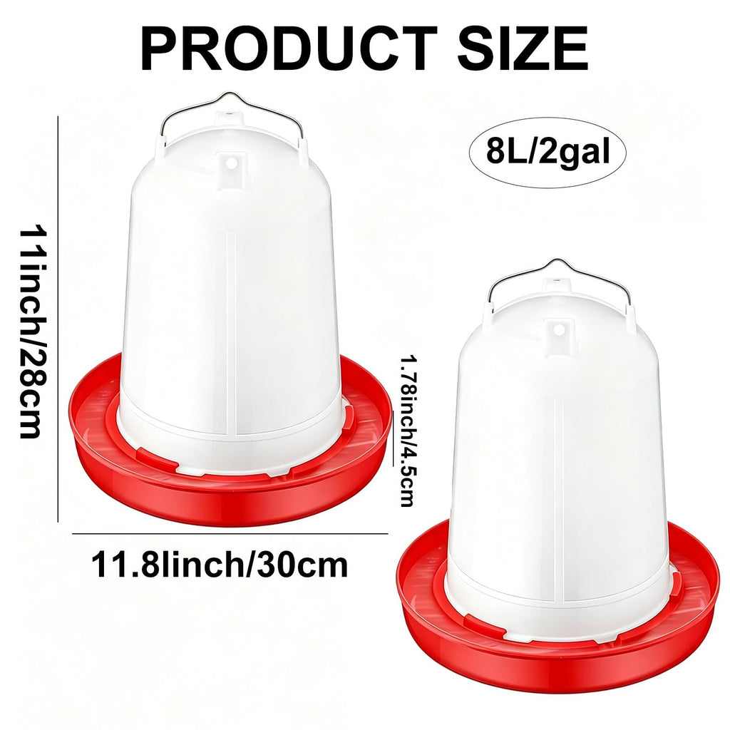 2 Pack 2 Gallon Plastic Poultry Waterer P8197
