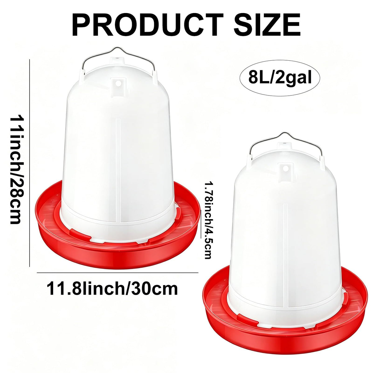 2 Pack 2 Gallon Plastic Poultry Waterer P8197