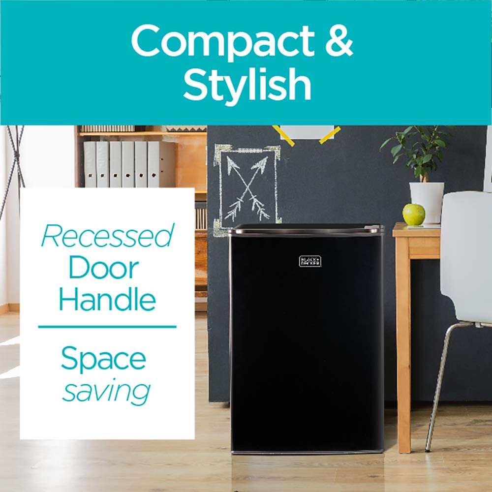 Compact Single Door Mini Fridge with Freezer, 2.5 Cubic Feet, Black & Single Serve K-Cup Pod Coffee Maker, Black V5938