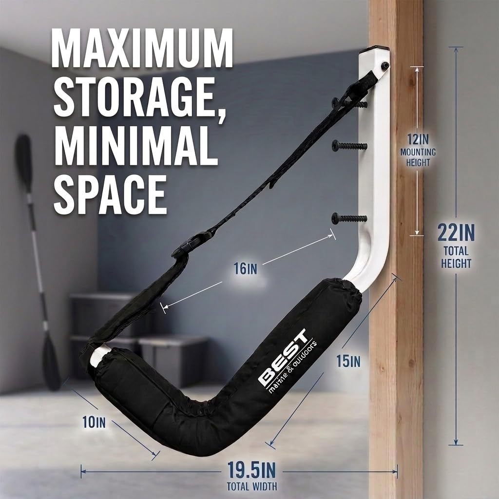 Kayak Wall Mount Storage Rack, Heavy Duty Steel, 125LB Capacity V895634