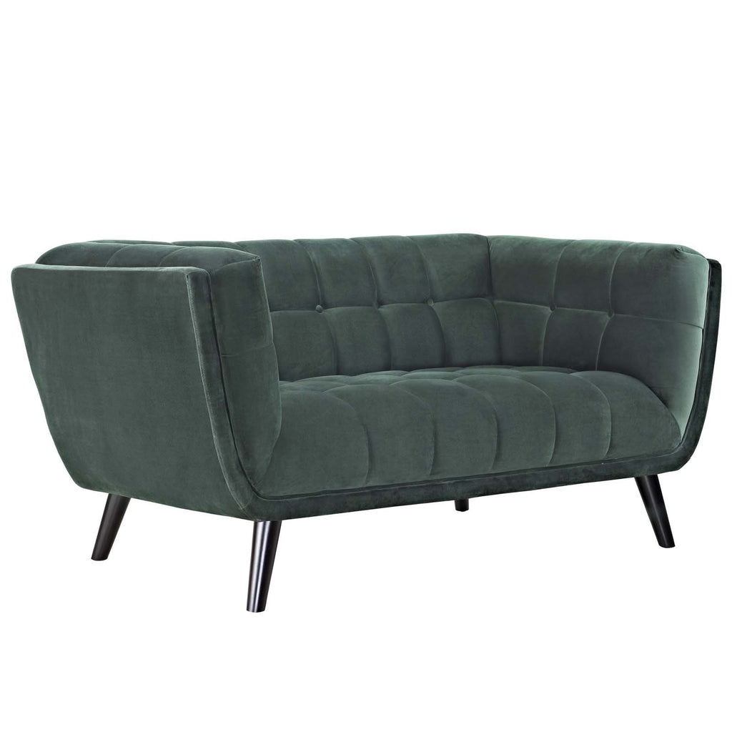 Green Velvet Button-Tufted Loveseat P910465