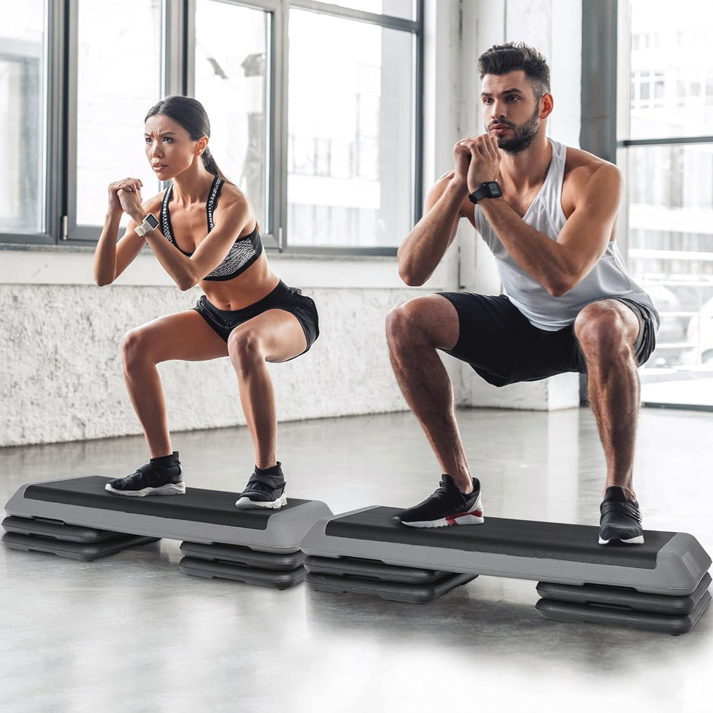 43" Adjustable Exercise Aerobic Step Platform with 4 Removable Risers S9068
