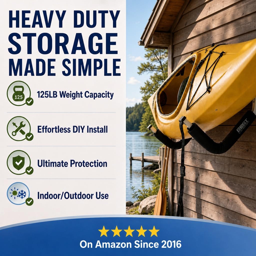 Kayak Wall Mount Storage Rack, Heavy Duty Steel, 125LB Capacity V895634