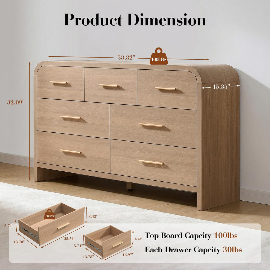 Curved 7 Drawer Dresser J4596