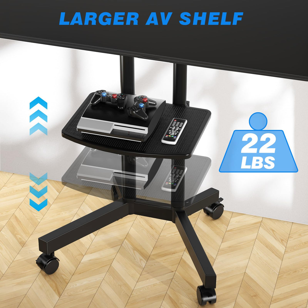 Rolling TV Stand with Laptop Shelf, Height Adjustable up to 88lbs P550