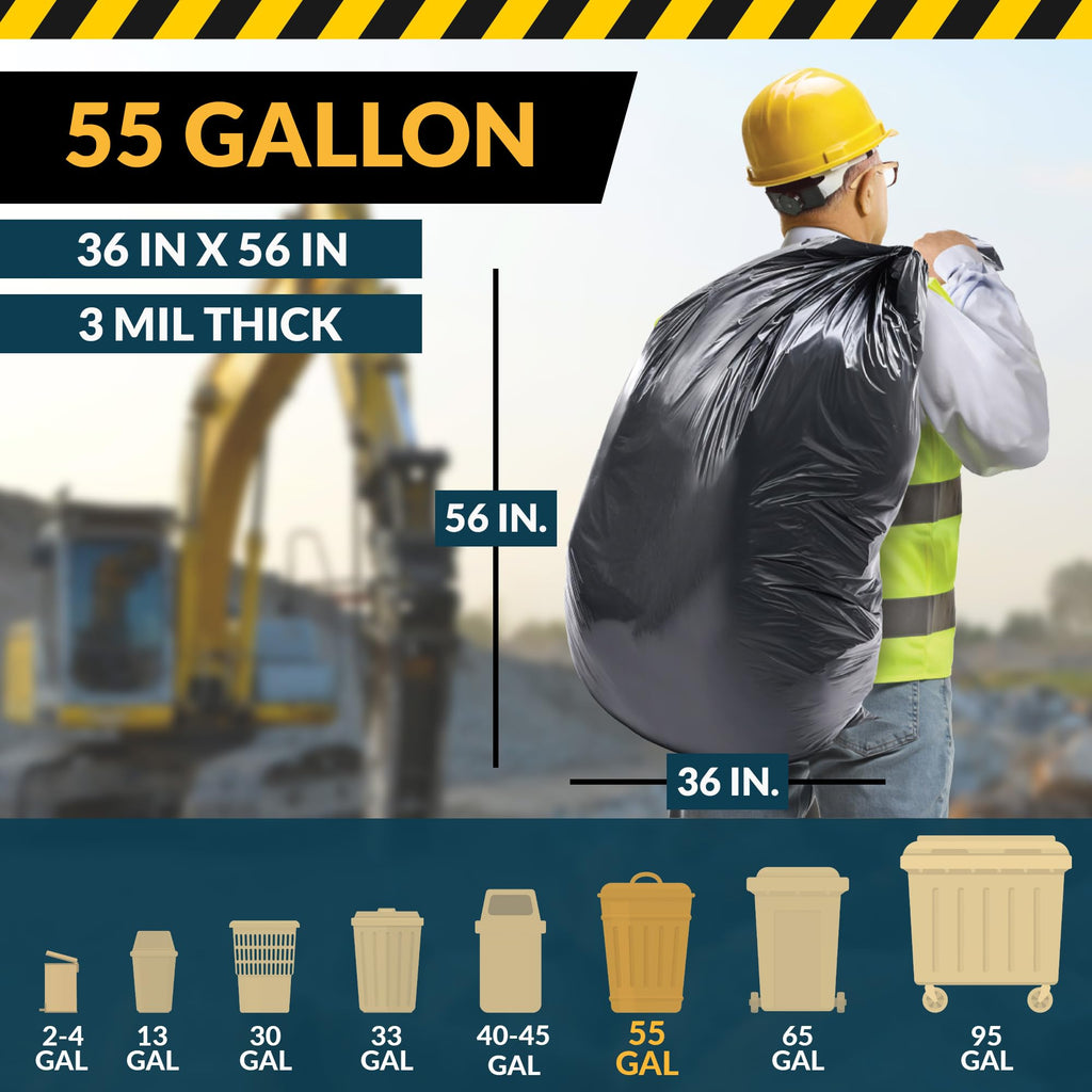 55 Gallon Heavy Duty Trash Bags U414