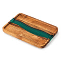Turquoise Resin Acacia Wood Valet Tray U7304